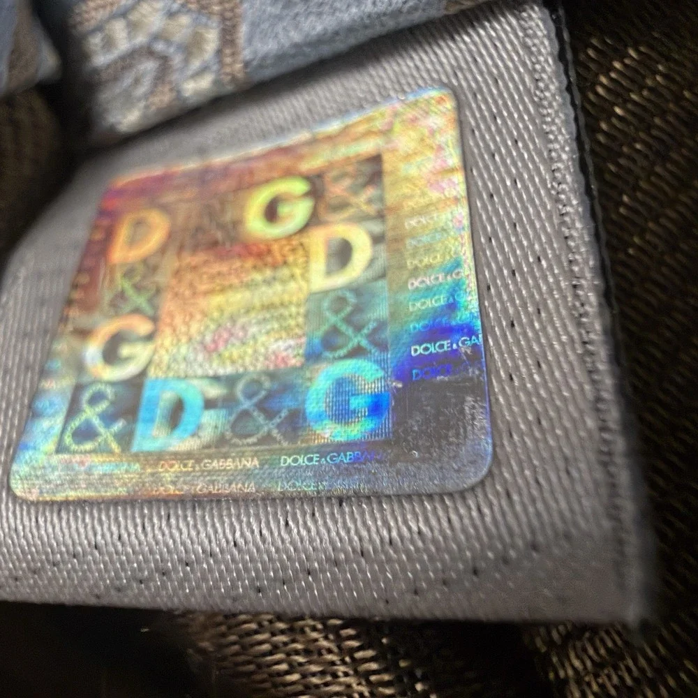 Dolce‎ & Gabbana Silk Brocade Blue Tan Brown Pattern Tie 58 x 3.75 Authentic
